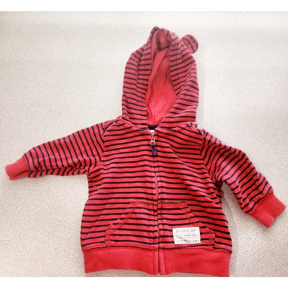 Carter's Red Blue Striped Baby Boys Hooded Jacket with Ears 3 Month - Picture 1 of 2